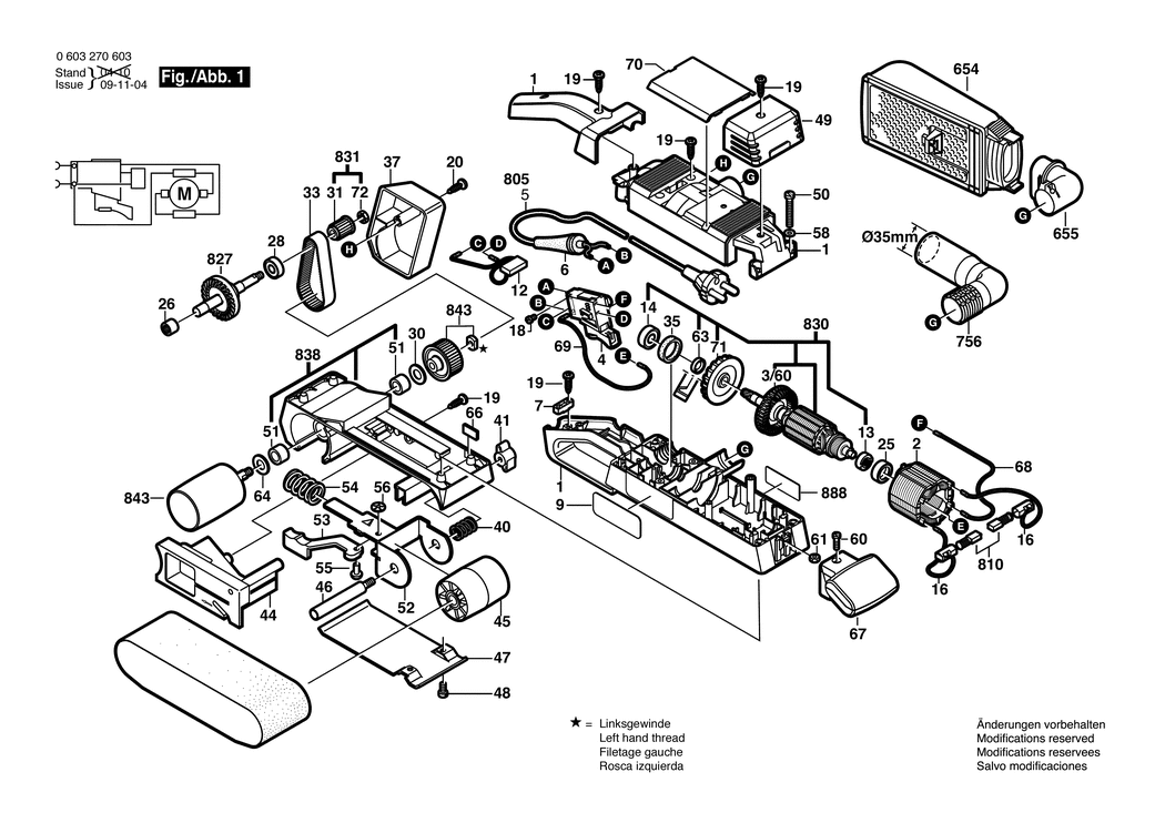 Bosch PBS 75 AE / 0603270603 / EU 230 Volt Spare Parts