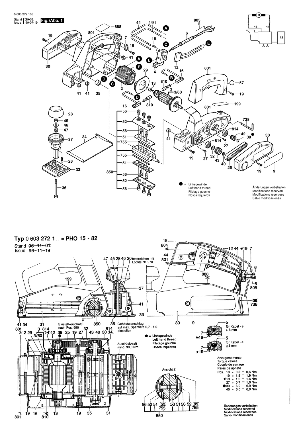 Bosch PHO 15-82 / 0603272132 / CH 230 Volt Spare Parts