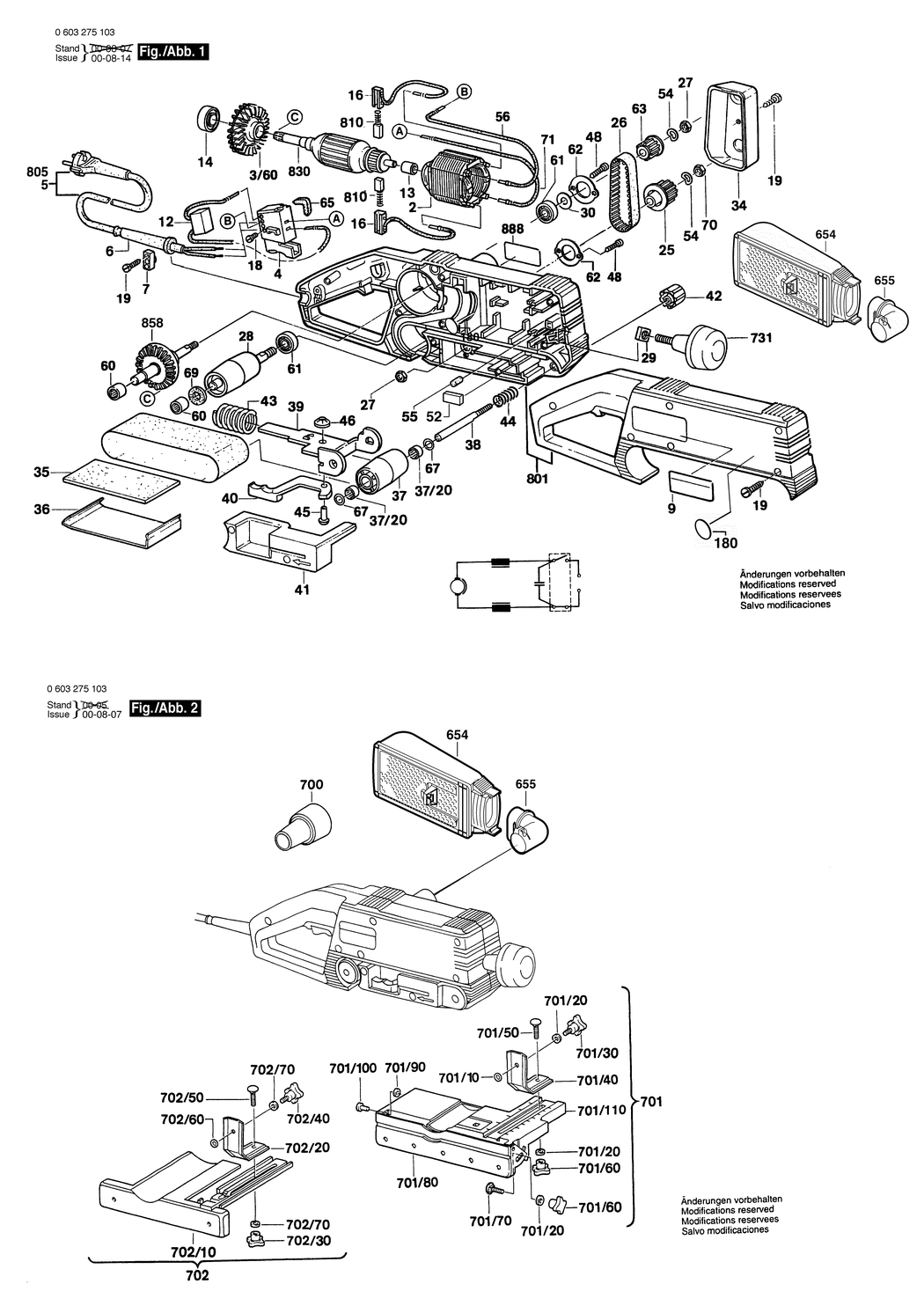 Bosch PBS 60 A / 0603275103 / EU 230 Volt Spare Parts
