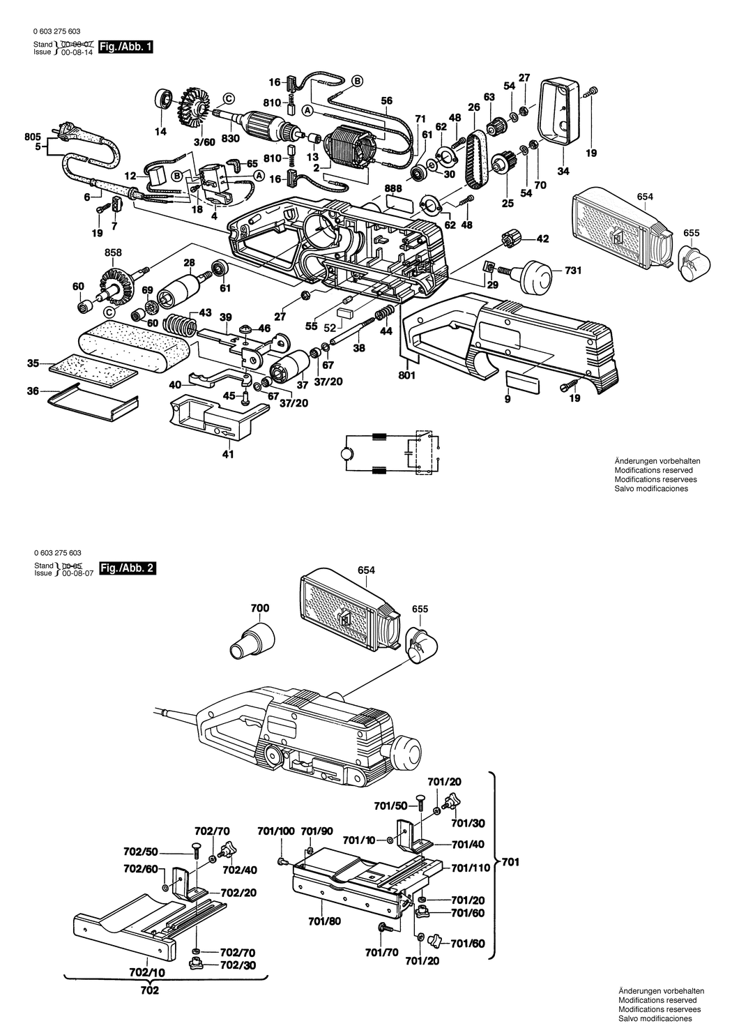 Bosch PBS 60 AE / 0603275603 / EU 230 Volt Spare Parts