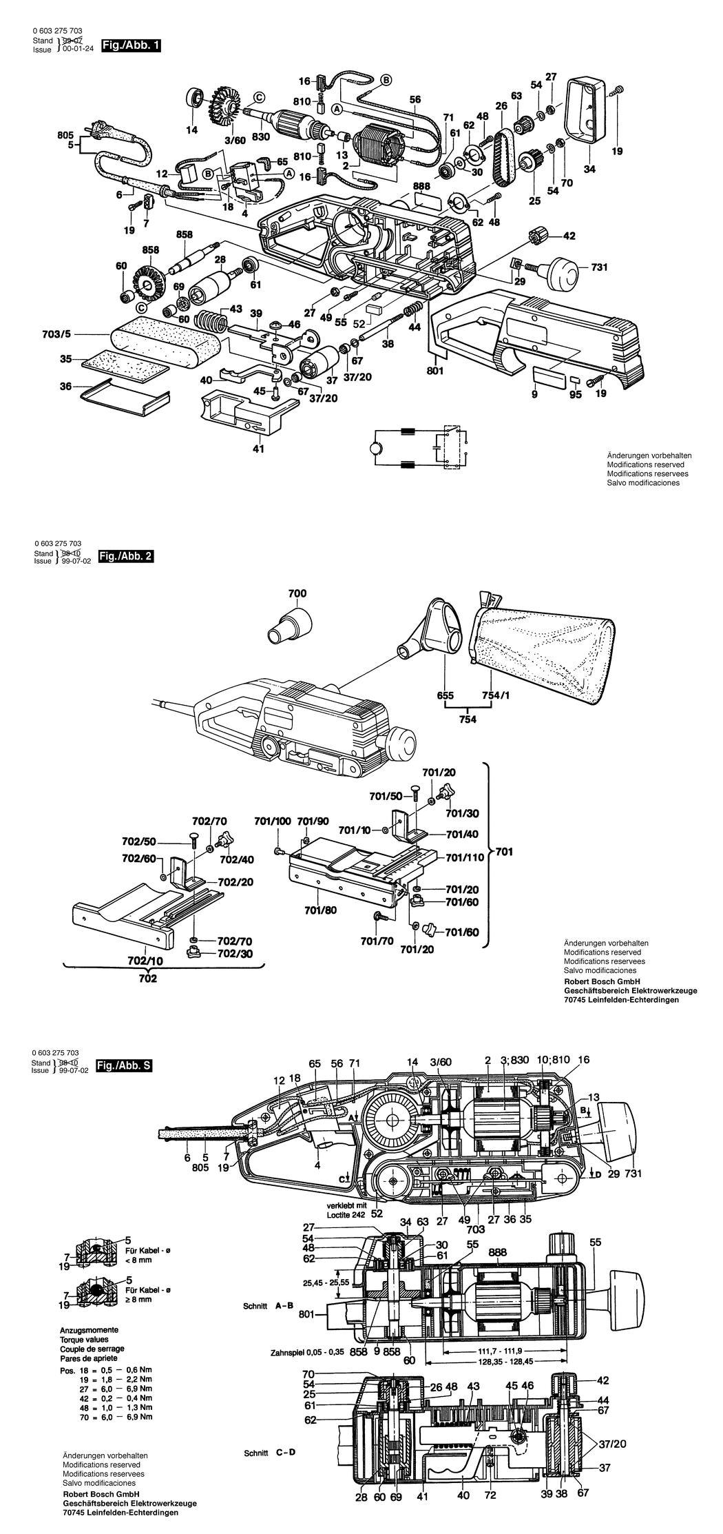 Bosch PBS 60 E / 0603275732 / CH 220 Volt Spare Parts