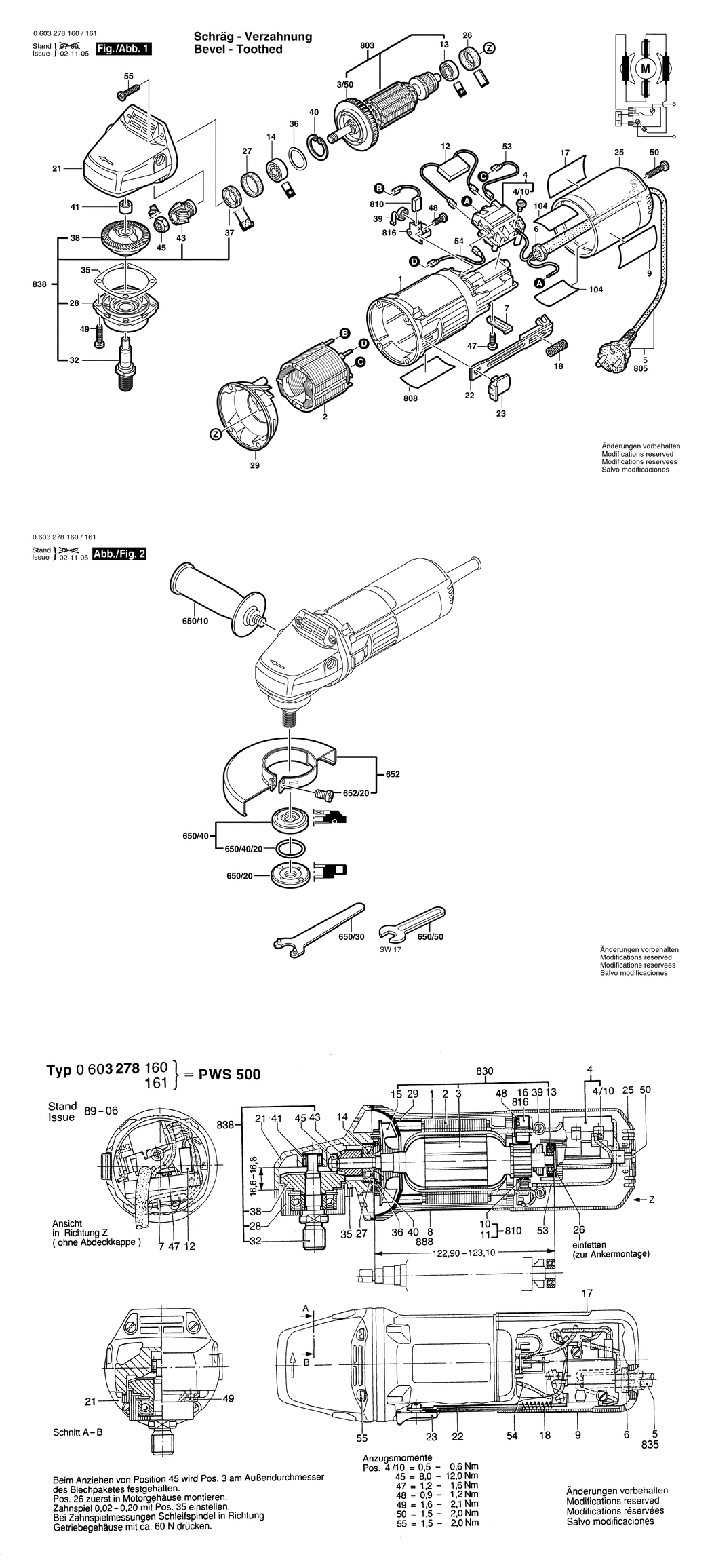 Bosch PWS 500 / 0603278161 / GB 240 Volt Spare Parts