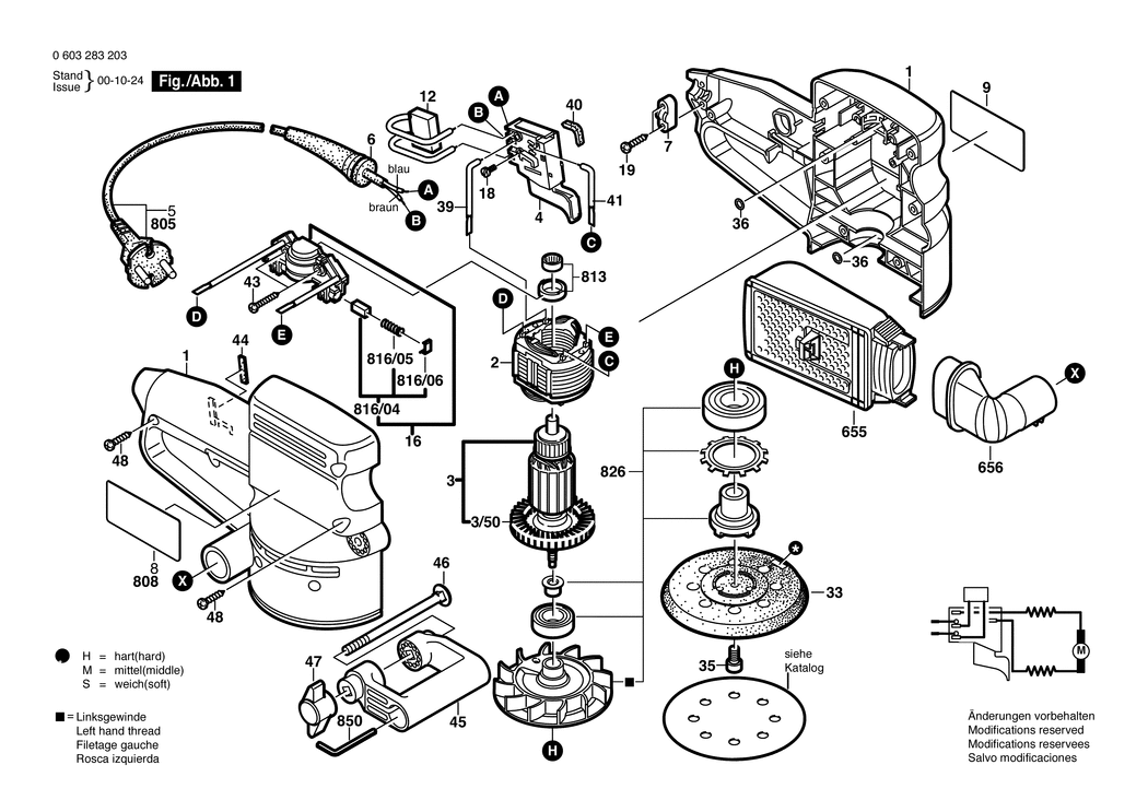 Bosch PEX 125 A-1 / 0603283203 / EU 230 Volt Spare Parts