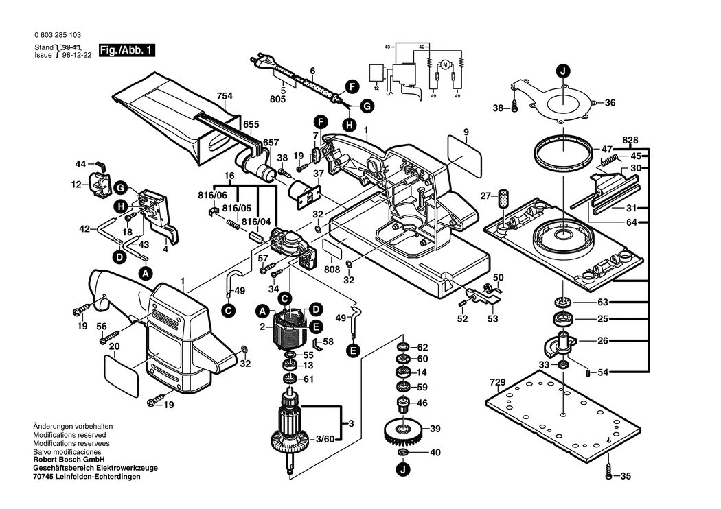 Bosch PSS 28 A / 0603285142 / GB 240 Volt Spare Parts