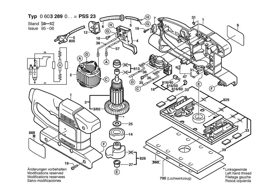 Bosch PSS 23 / 0603289050 / I 230 Volt Spare Parts