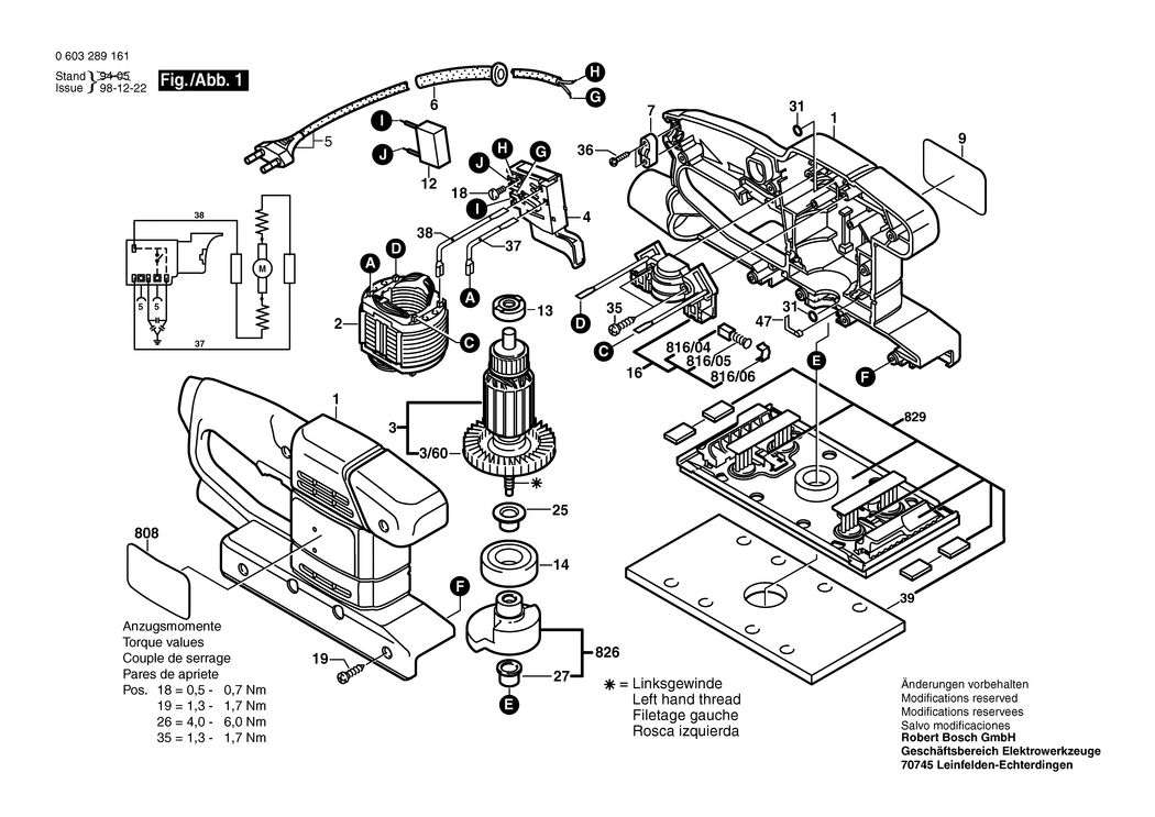 Bosch PSS 23 / 0603289161 / CH 230 Volt Spare Parts