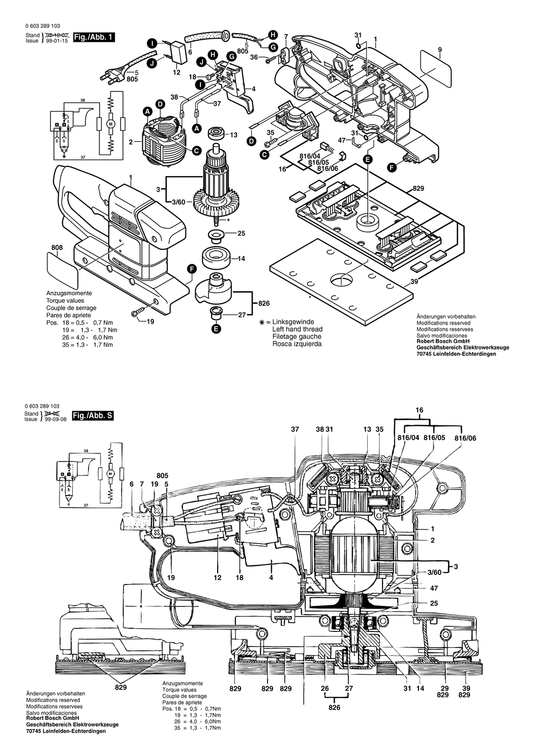 Bosch PSS 22 / 0603289187 / GB 230 Volt Spare Parts