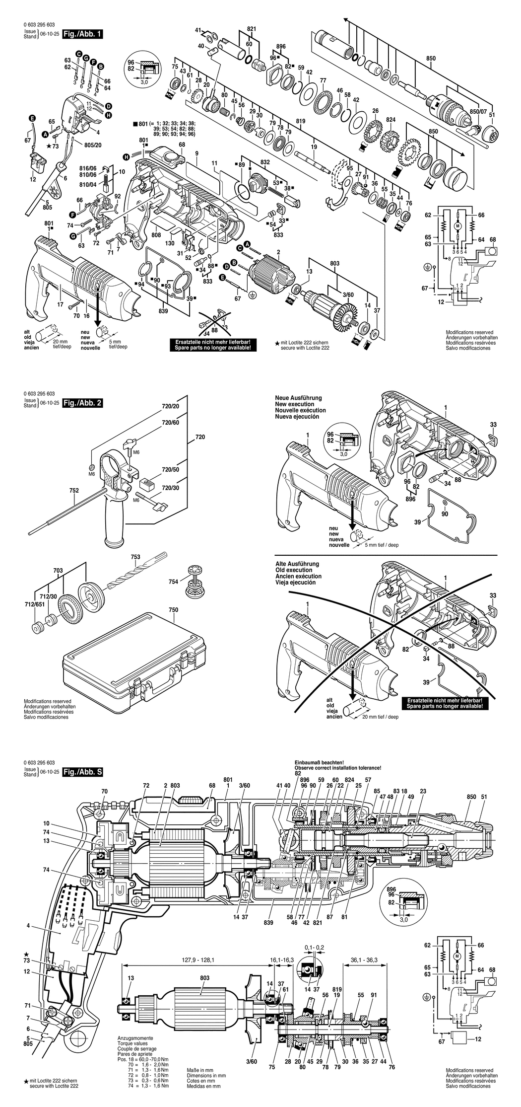 Bosch PBH 2RE / 0603295603 / EU 230 Volt Spare Parts