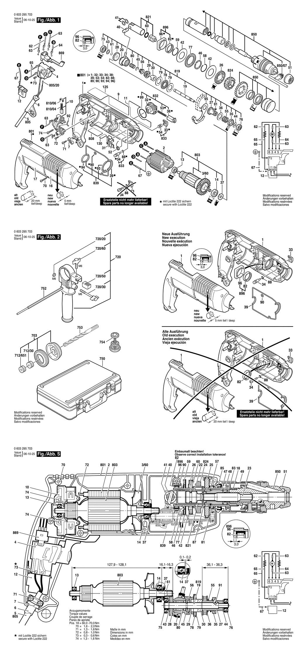 Bosch PBH 2R / 0603295742 / GB 240 Volt Spare Parts