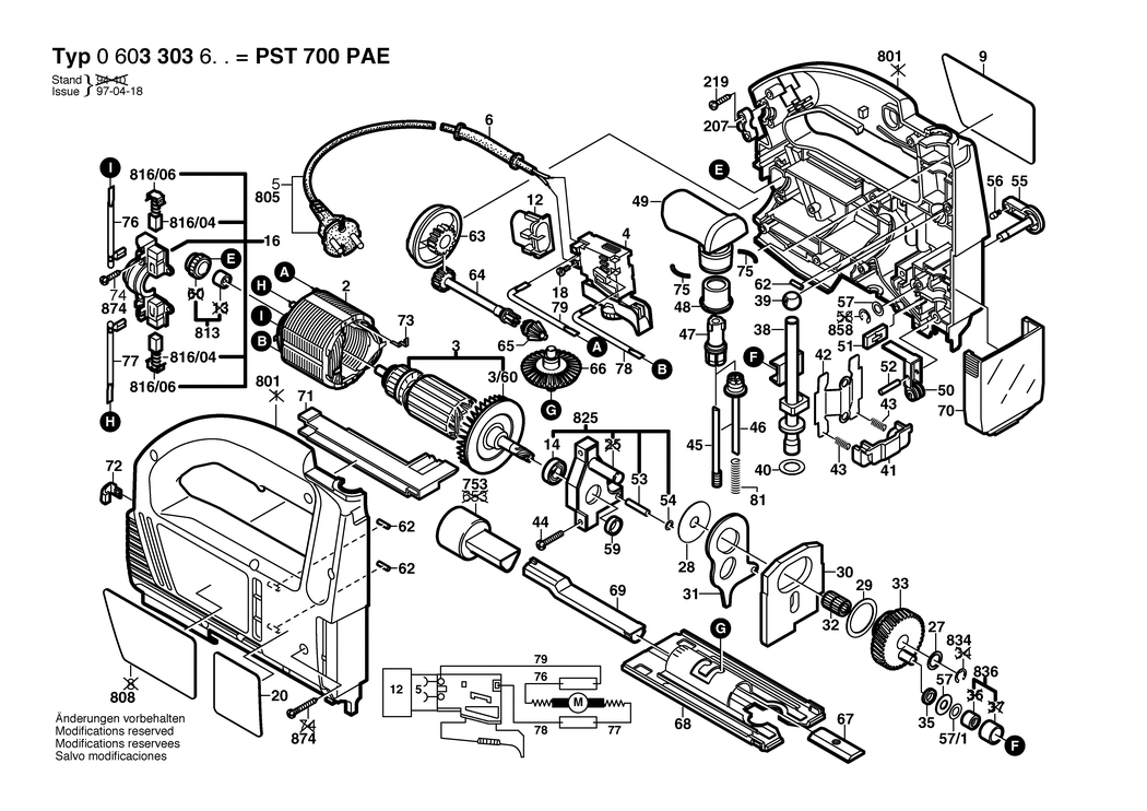 Bosch PST 700 PAE / 0603303650 / I 230 Volt Spare Parts