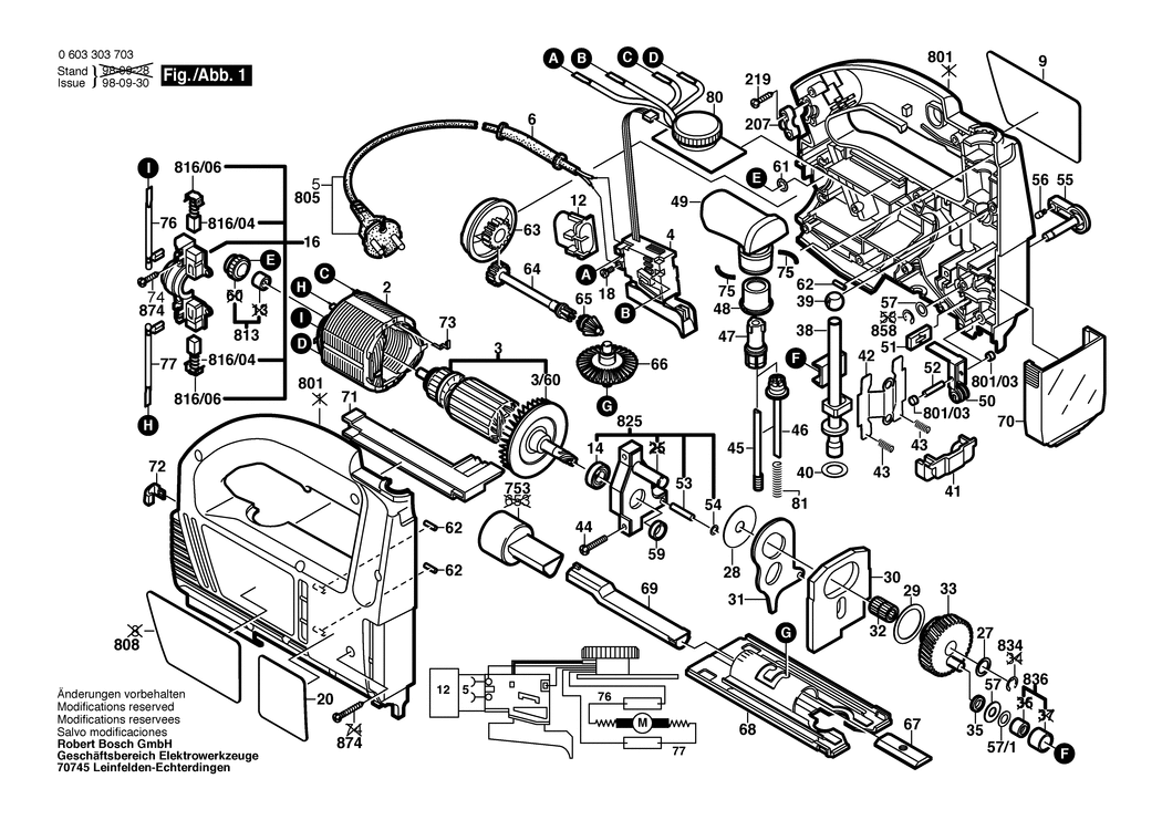 Bosch PST 800 PAC / 0603303703 / EU 230 Volt Spare Parts
