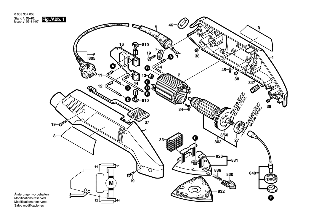 Bosch PDA 100 A / 0603307042 / GB 240 Volt Spare Parts
