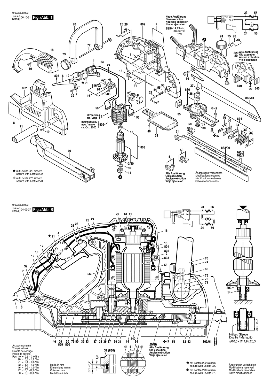 Bosch PFZ 1200 A / 0603308042 / GB 240 Volt Spare Parts