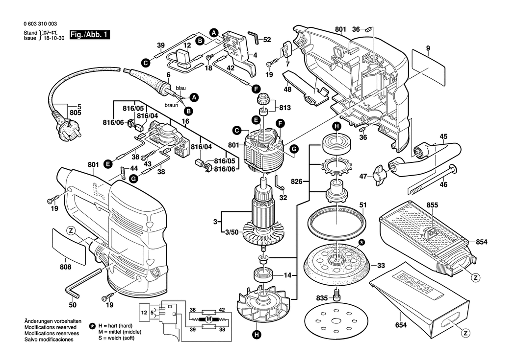 Bosch PEX 12 A / 0603310003 / EU 230 Volt Spare Parts