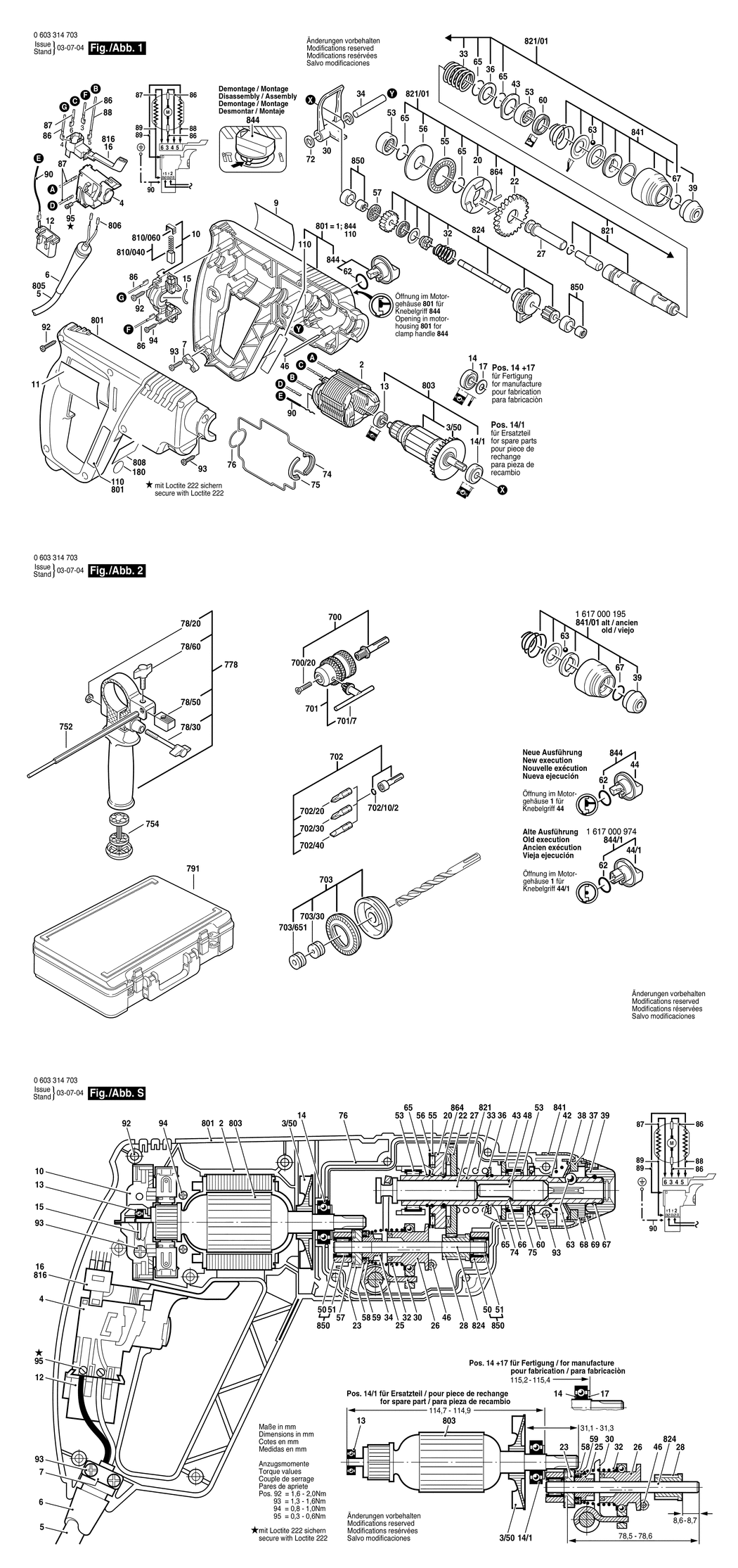 Bosch PBH 200 RE / 0603314732 / CH 230 Volt Spare Parts