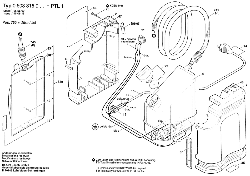 Bosch PTL 1 / 0603315003 / EU 230 Volt Spare Parts