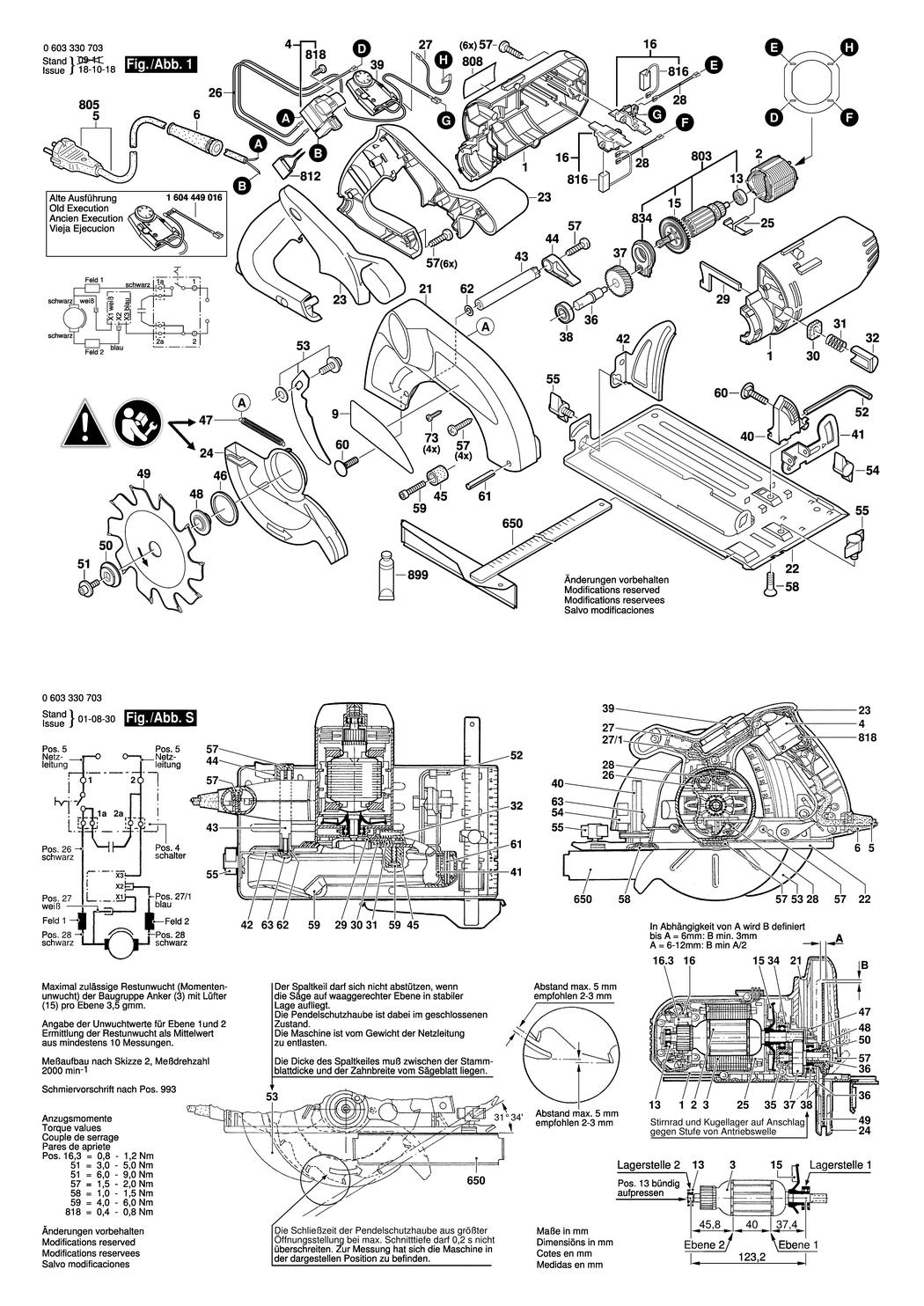 Bosch PKS 54 CE / 0603330742 / GB 230 Volt Spare Parts