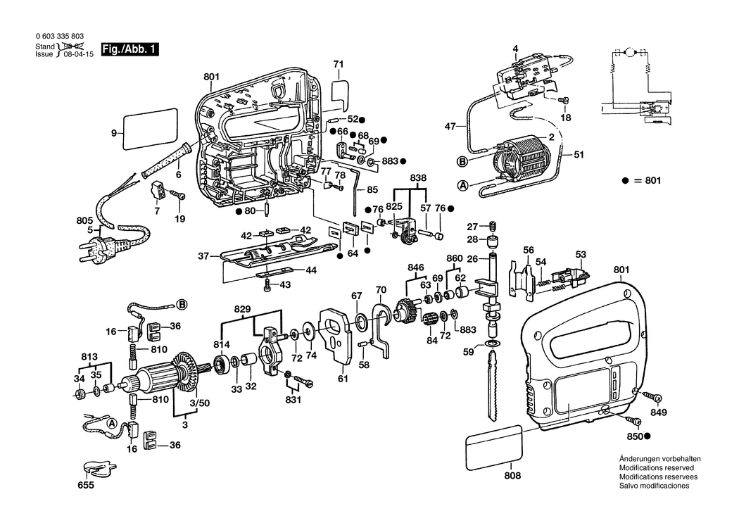 Bosch PST 65 PE / 0603335842 / GB 230 Volt Spare Parts