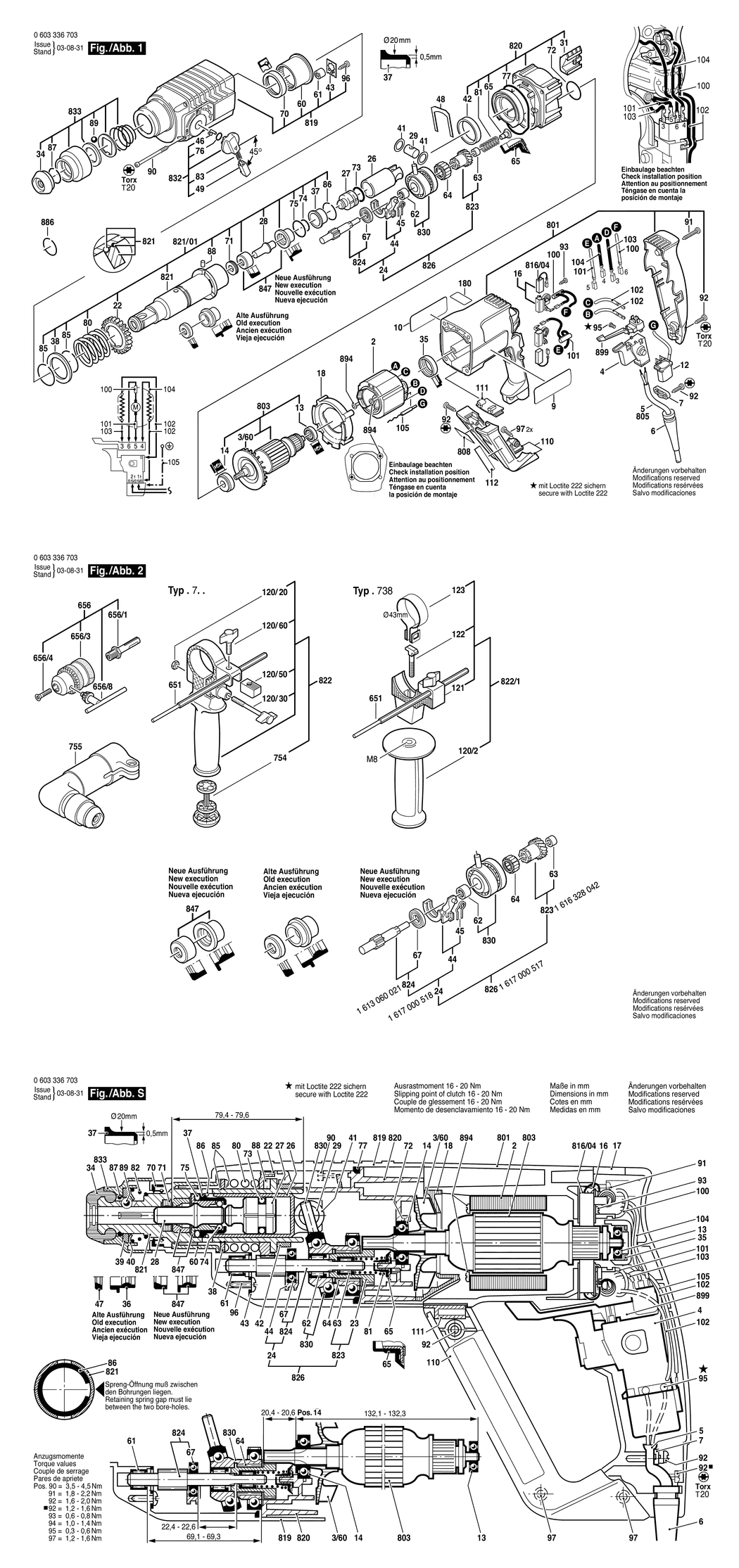 Bosch PBH 220 RE / 0603336703 / EU 230 Volt Spare Parts