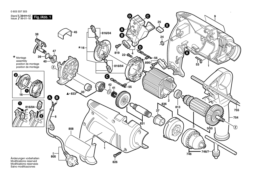 Bosch PSB 450 / 0603337303 / EU 230 Volt Spare Parts