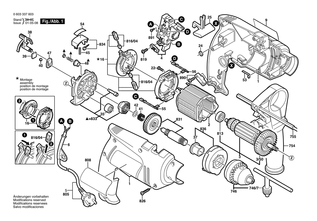 Bosch PSB 500 RE / 0603337650 / I 230 Volt Spare Parts