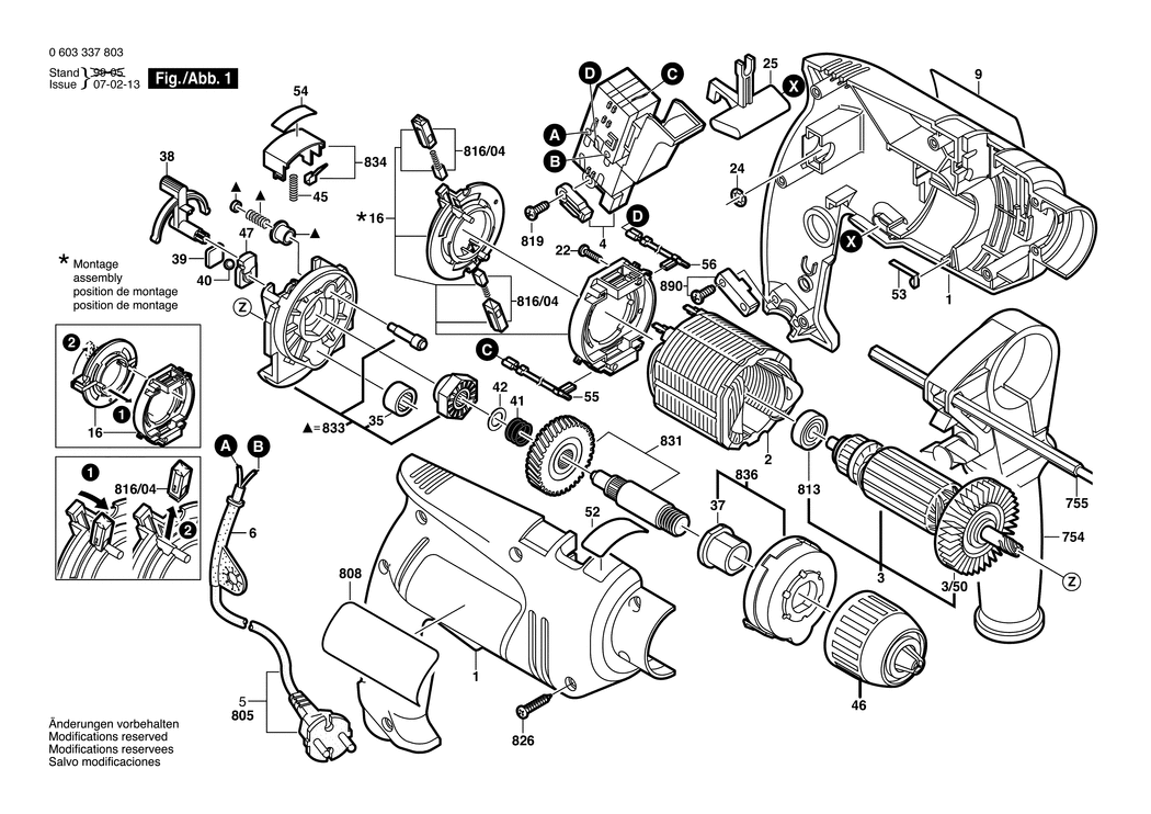 Bosch PSB 450 RE / 0603337803 / EU 230 Volt Spare Parts