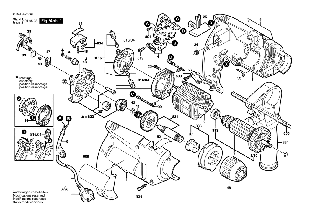 Bosch PSB 550 RE / 0603337903 / EU 230 Volt Spare Parts