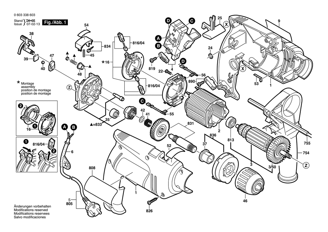 Bosch PSB 570 RE / 0603338603 / EU 230 Volt Spare Parts