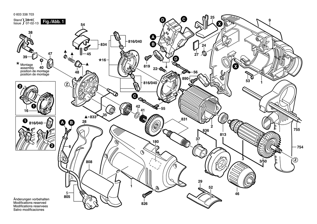 Bosch PSB 2002 / 0603338776 / GB 230 Volt Spare Parts