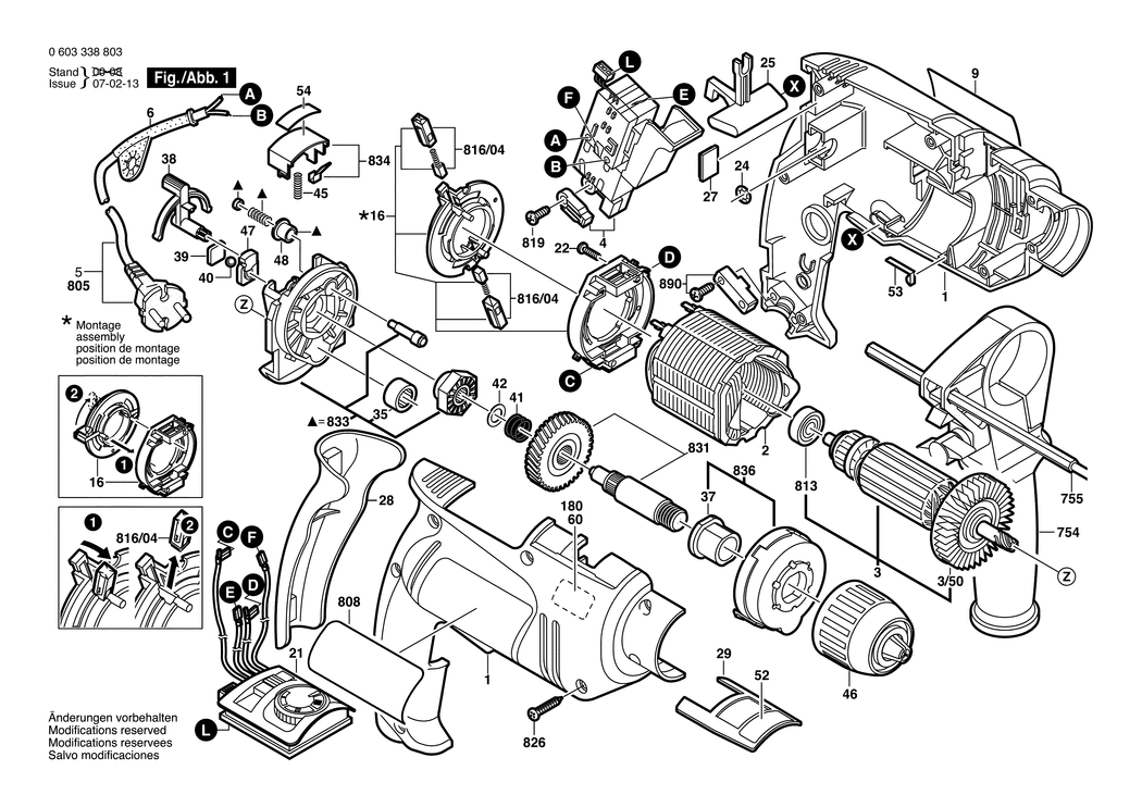 Bosch PSB 650 RPE / 0603338881 / EU 230 Volt Spare Parts