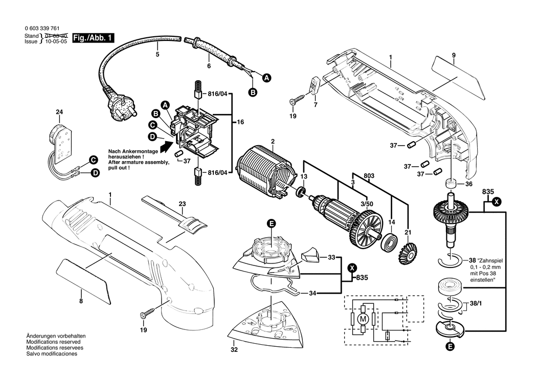 Bosch PDA 180 E / 0603339761 / CH 230 Volt Spare Parts