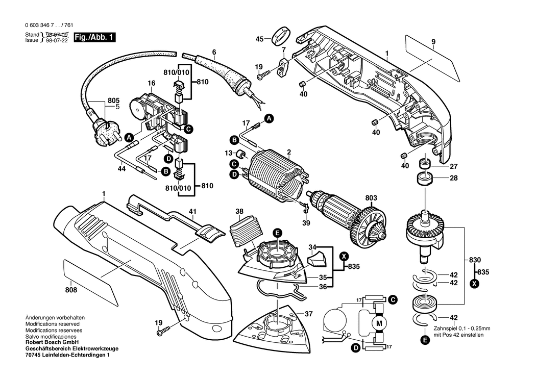 Bosch PDA 240 E / 0603346703 / EU 230 Volt Spare Parts