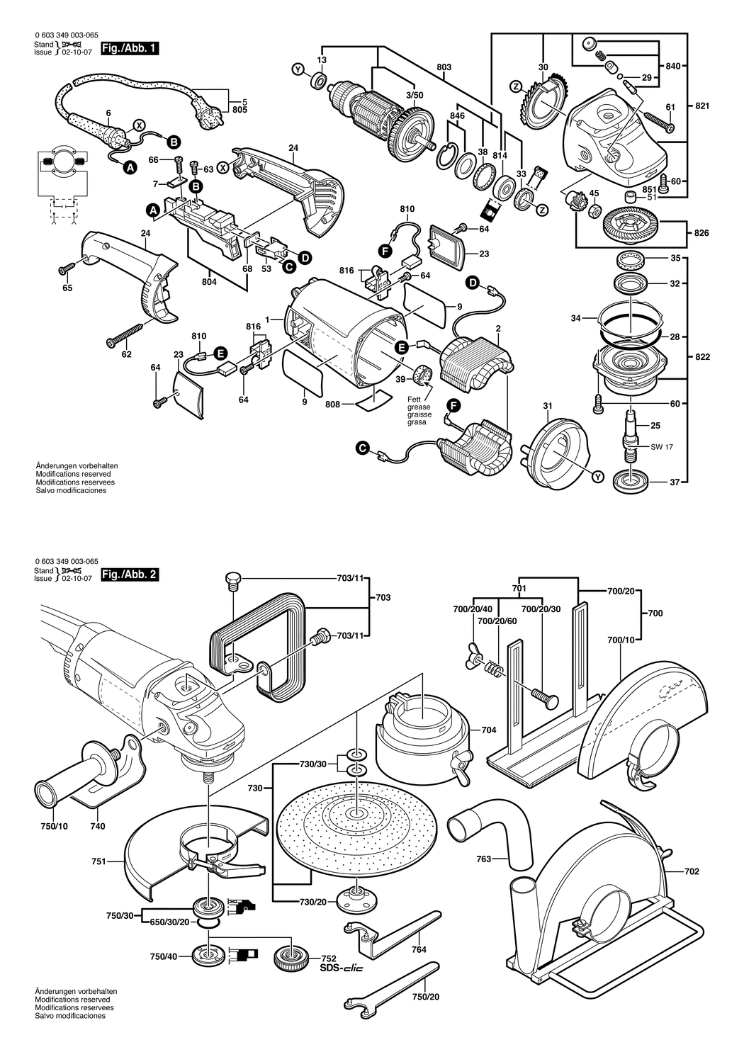 Bosch PWS 20-230 / 0603349050 / I 230 Volt Spare Parts