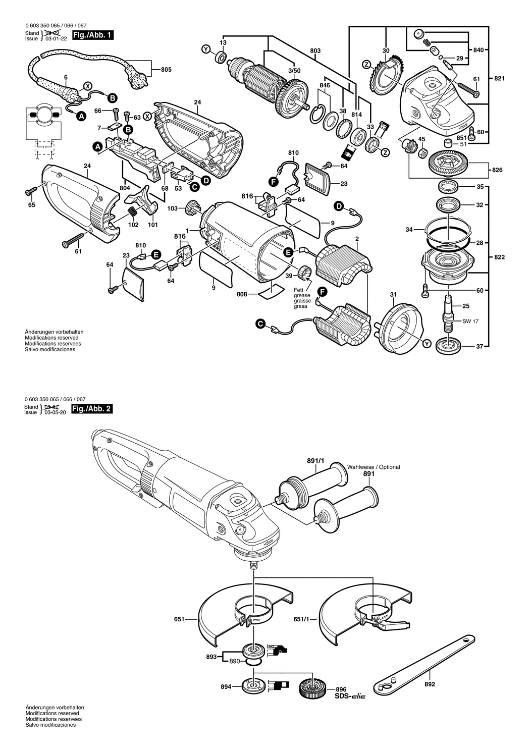 Bosch PWS 21-230 / 0603350065 / F 230 Volt Spare Parts