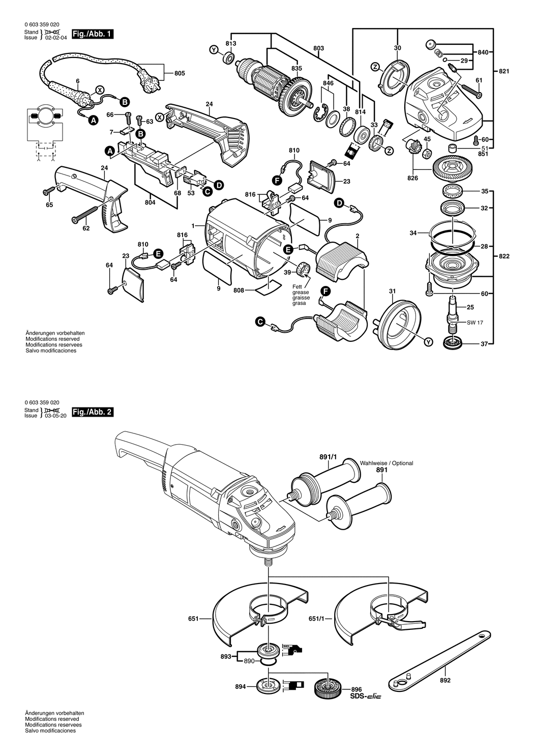 Bosch PWS 1900 / 0603359022 / GB 230 Volt Spare Parts