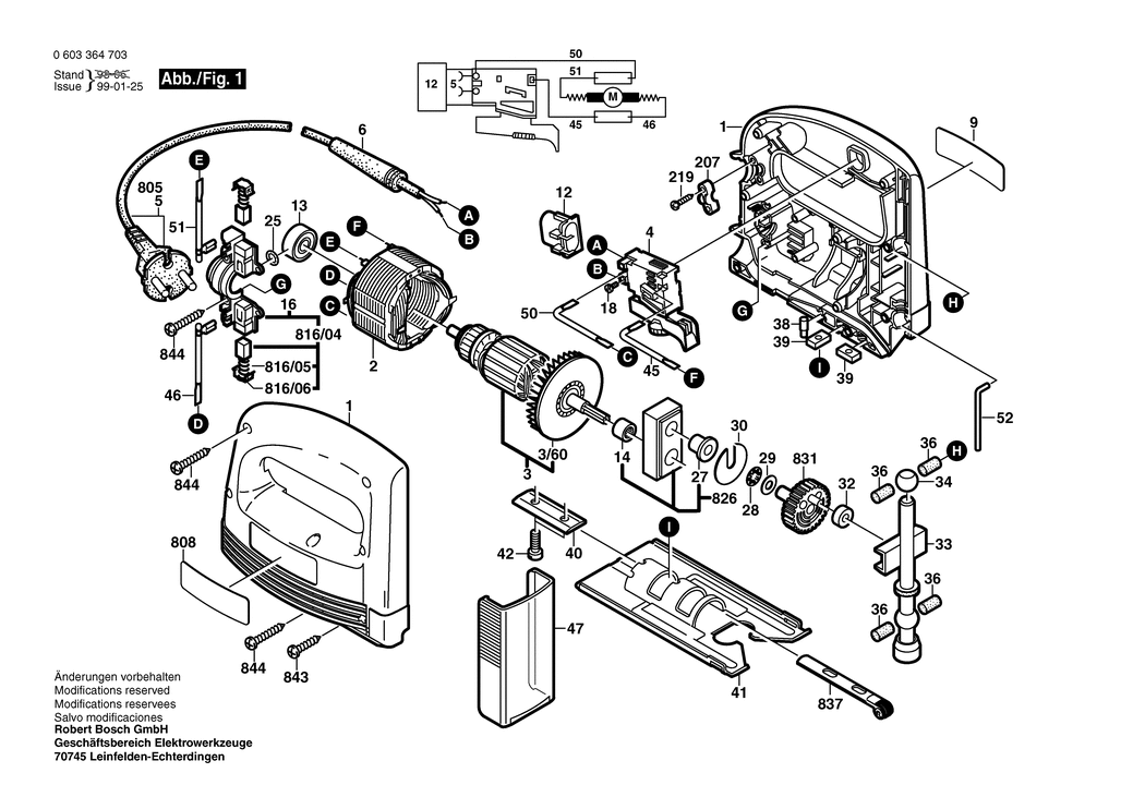 Bosch PST 550 AE / 0603364763 / EU 230 Volt Spare Parts