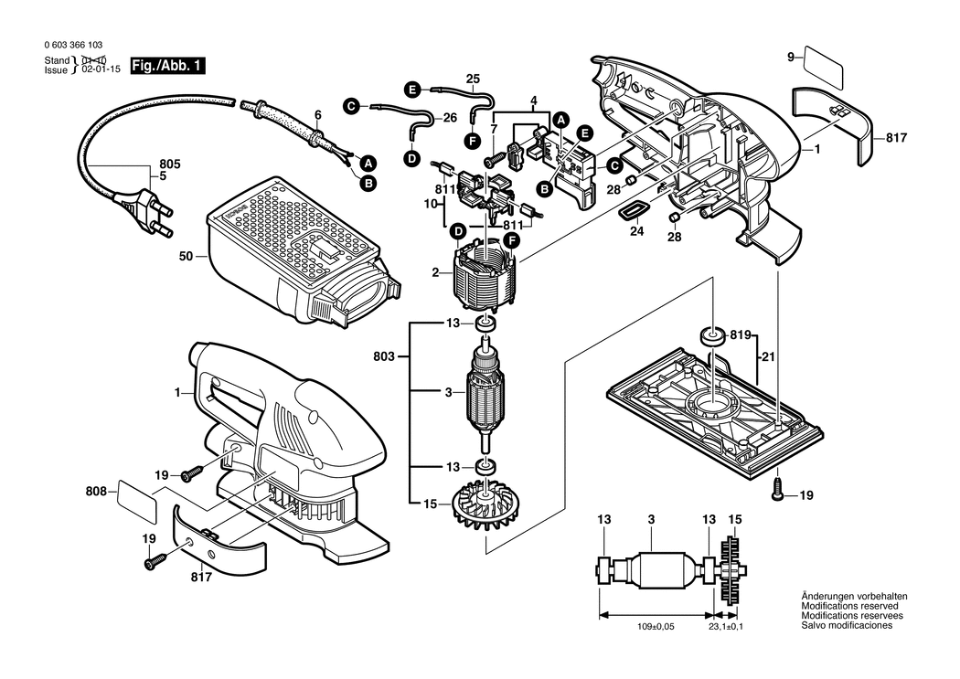 Bosch PSS 180 AC / 0603366103 / EU 230 Volt Spare Parts