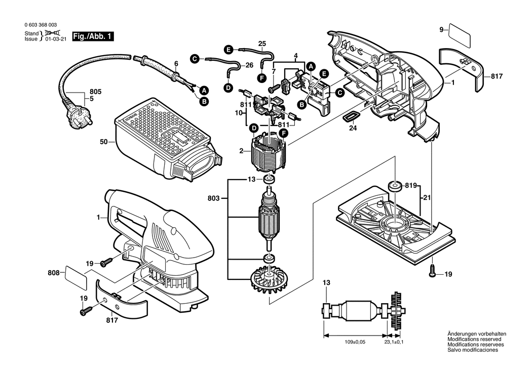 Bosch PSS 240 A / 0603368032 / CH 230 Volt Spare Parts