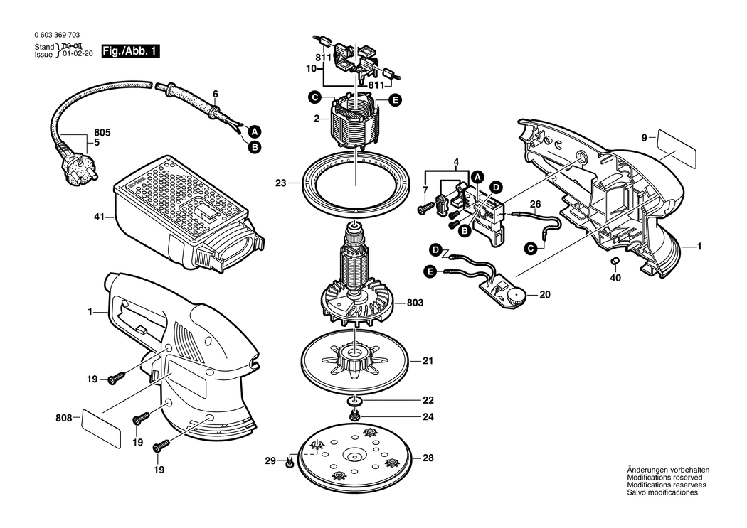 Bosch PEX 270 AE / 0603369785 / GB 230 Volt Spare Parts