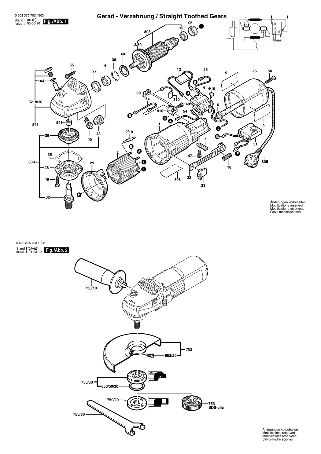 Bosch PWS 8-125 CE / 0603375703 / EU 230 Volt Spare Parts