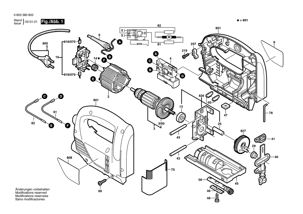 Bosch PST 650 E / 0603380642 / GB 230 Volt Spare Parts