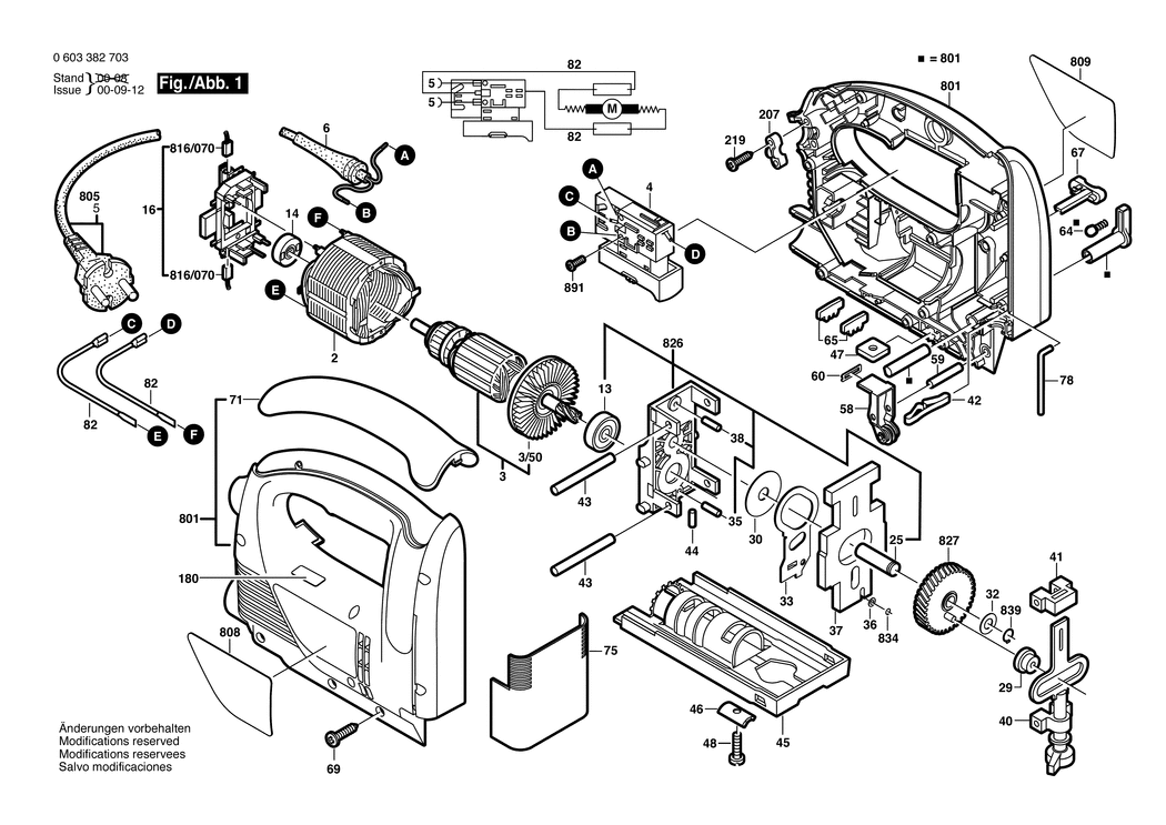 Bosch PST 750 PE / 0603382703 / EU 230 Volt Spare Parts