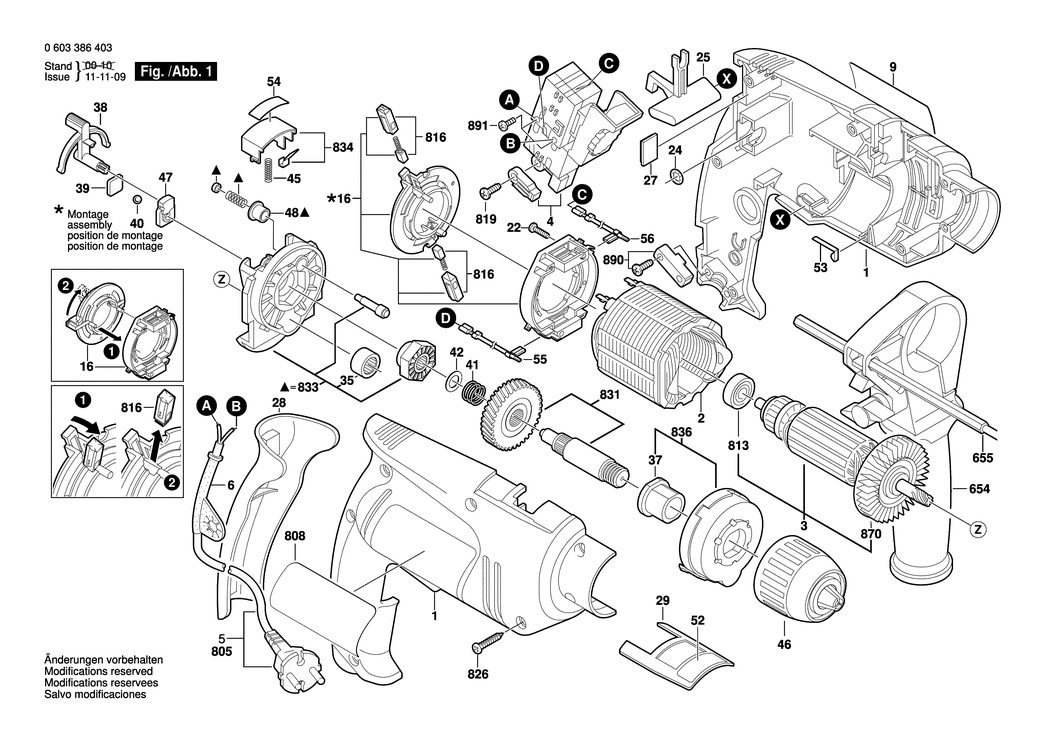 Bosch PSB 700 RE / 0603386403 / EU 230 Volt Spare Parts