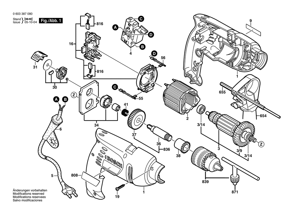 Bosch PSB 500 / 0603387085 / GB 230 Volt Spare Parts