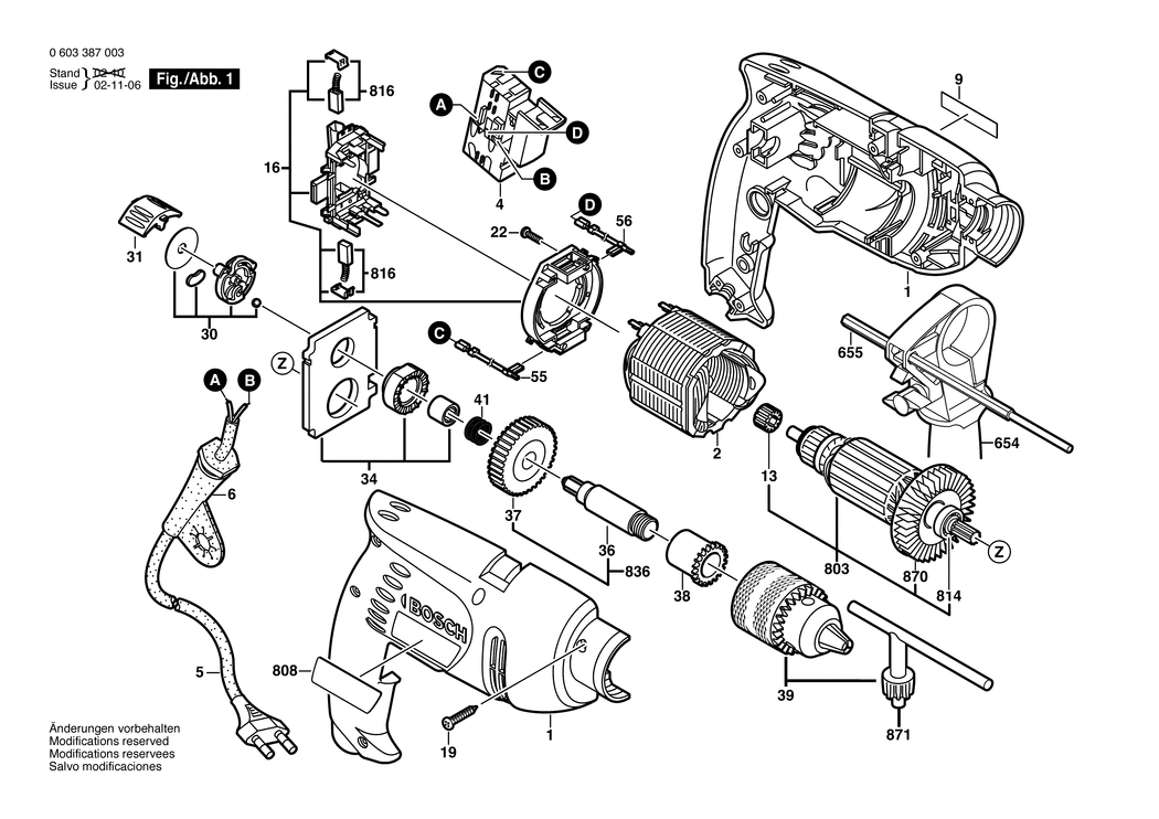 Bosch PSB 500-2 / 0603387103 / EU 230 Volt Spare Parts