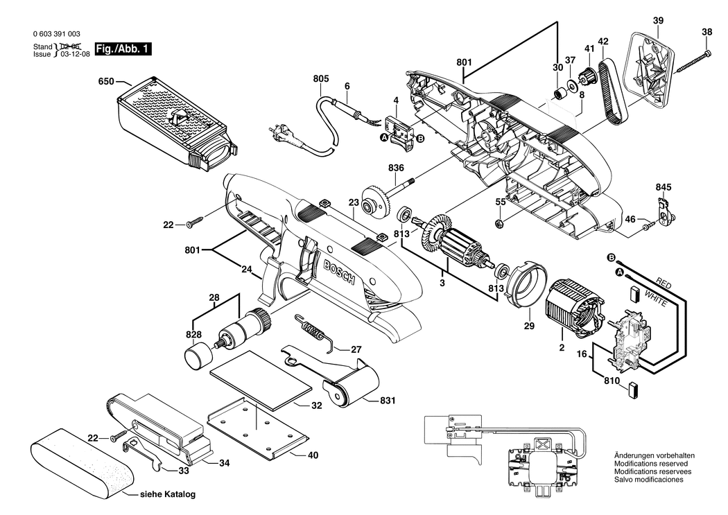 Bosch PBS 7 A / 0603391003 / EU 230 Volt Spare Parts