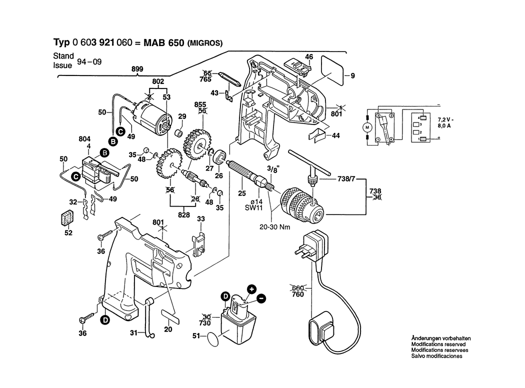 Bosch MAB 650 / 0603921060 / CH 7.2 Volt Spare Parts