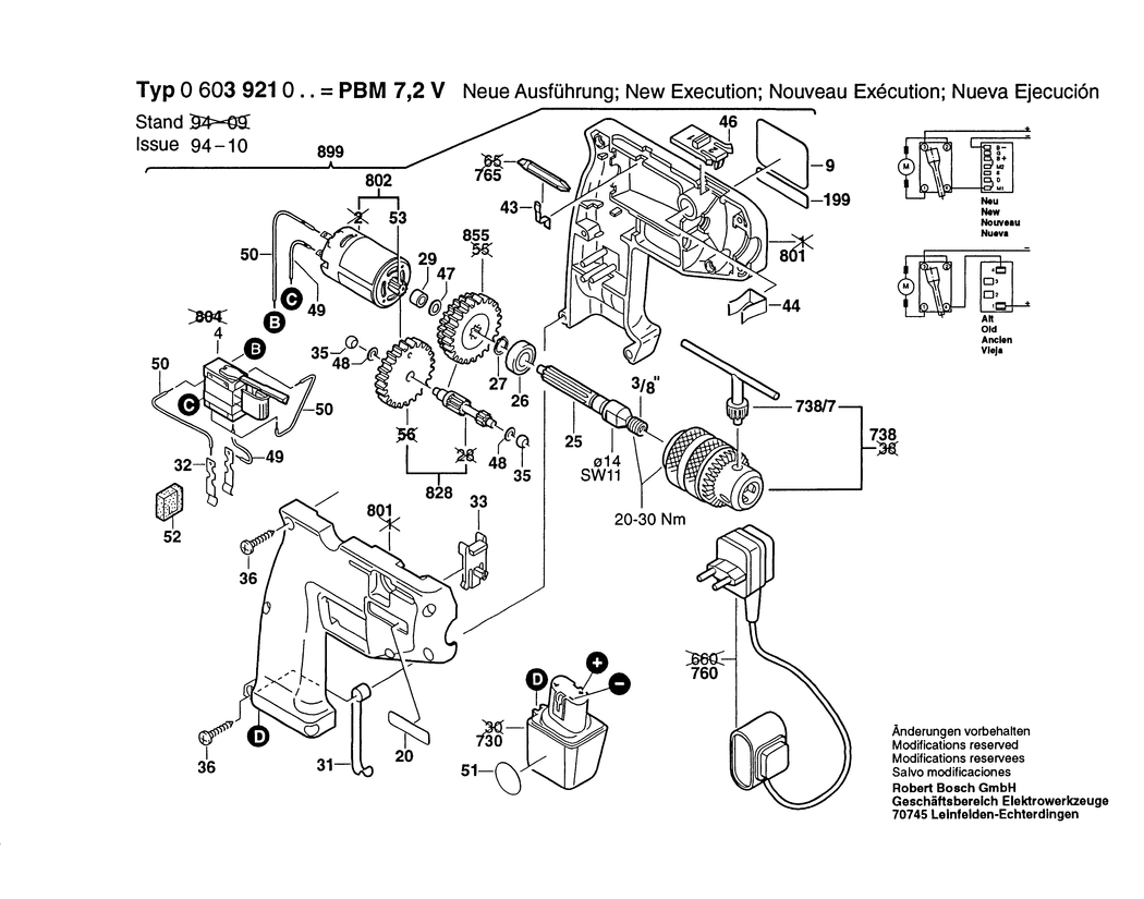 Bosch PBM 7.2 V / 0603921065 / F 7.2 Volt Spare Parts