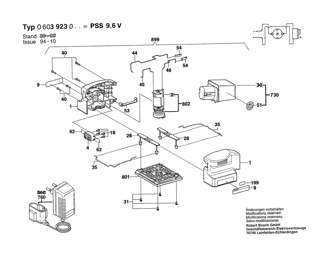 Bosch PSS 9.6 V / 0603923042 / GB 9.6 Volt Spare Parts