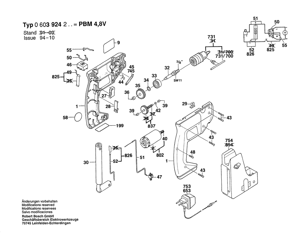 Bosch PBM 4.8 V / 0603924242 / GB 4.8 Volt Spare Parts